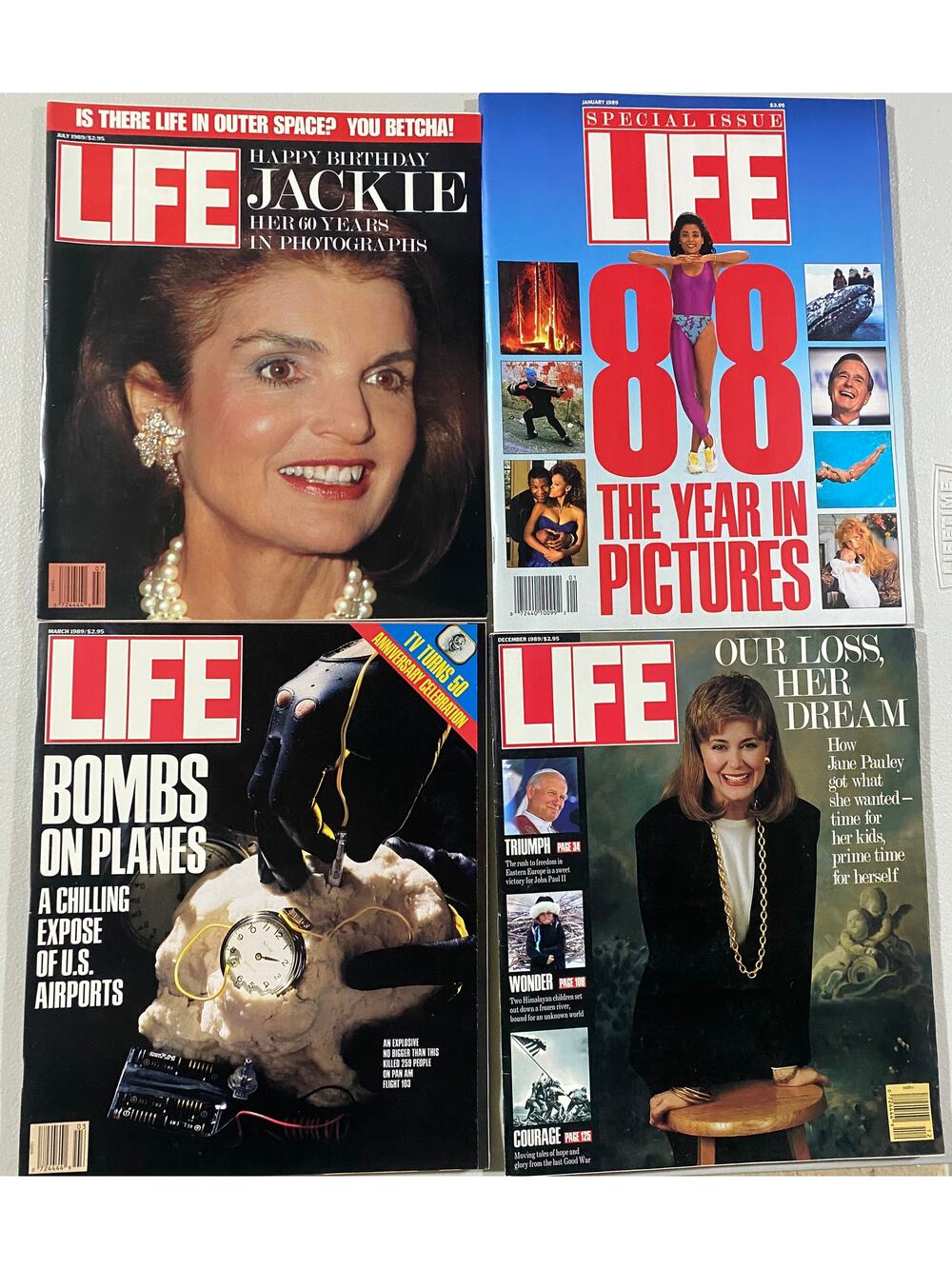 LIFE Magazine Lot of 4 From 1989 Jackie Onassis Jane Pauley and More Vintage